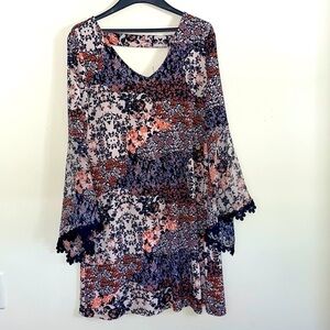 Dress Barn floral v-neck and v-back dress. Size 12